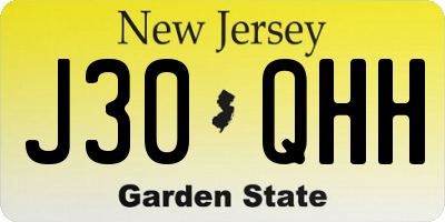 NJ license plate J30QHH