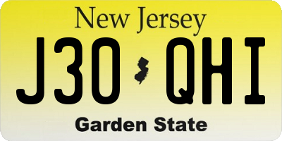 NJ license plate J30QHI