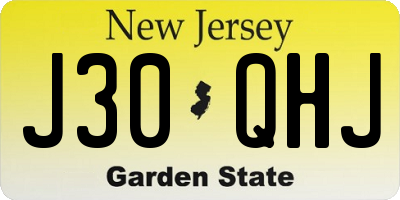 NJ license plate J30QHJ