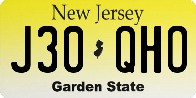 NJ license plate J30QHO