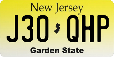 NJ license plate J30QHP