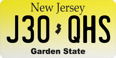 NJ license plate J30QHS
