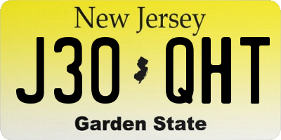 NJ license plate J30QHT