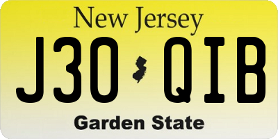 NJ license plate J30QIB