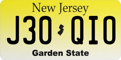NJ license plate J30QIO