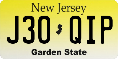 NJ license plate J30QIP