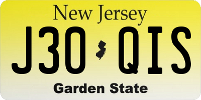 NJ license plate J30QIS
