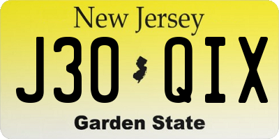 NJ license plate J30QIX