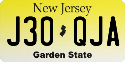 NJ license plate J30QJA