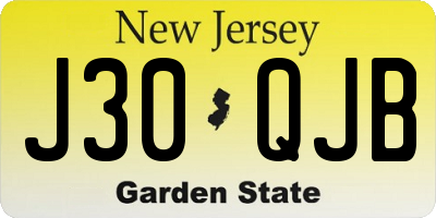 NJ license plate J30QJB