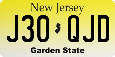 NJ license plate J30QJD