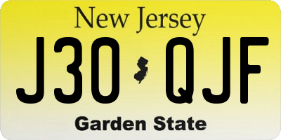 NJ license plate J30QJF
