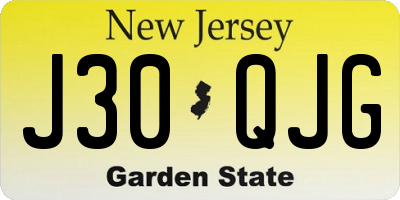 NJ license plate J30QJG