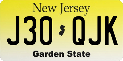 NJ license plate J30QJK