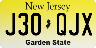 NJ license plate J30QJX