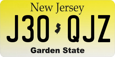NJ license plate J30QJZ