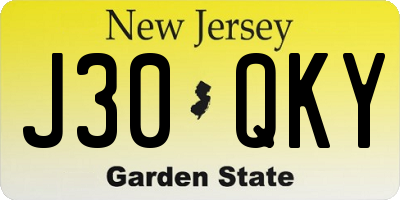 NJ license plate J30QKY