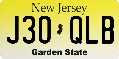 NJ license plate J30QLB