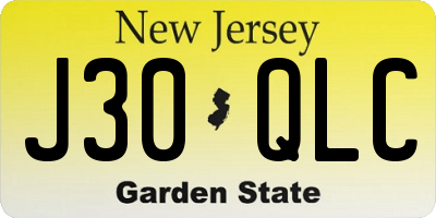 NJ license plate J30QLC