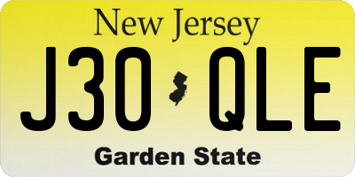 NJ license plate J30QLE