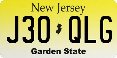 NJ license plate J30QLG