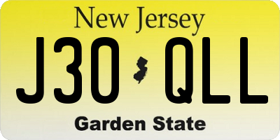 NJ license plate J30QLL