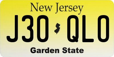 NJ license plate J30QLO