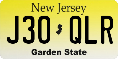 NJ license plate J30QLR