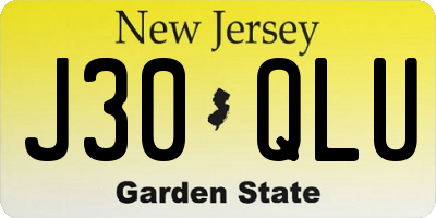 NJ license plate J30QLU
