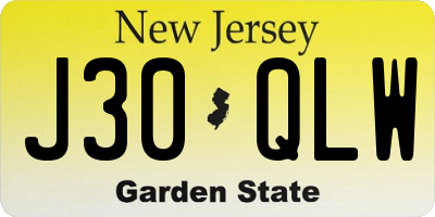 NJ license plate J30QLW