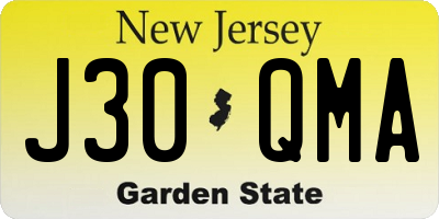 NJ license plate J30QMA