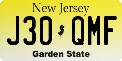 NJ license plate J30QMF