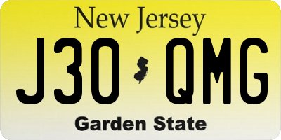 NJ license plate J30QMG