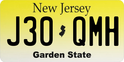 NJ license plate J30QMH
