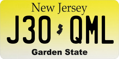 NJ license plate J30QML