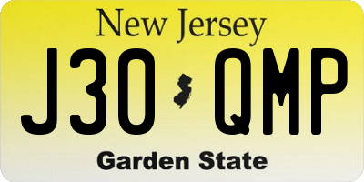 NJ license plate J30QMP