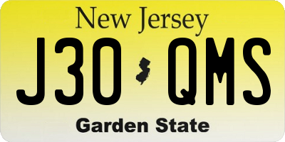 NJ license plate J30QMS