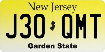 NJ license plate J30QMT