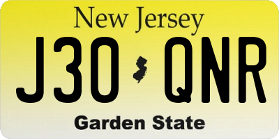 NJ license plate J30QNR