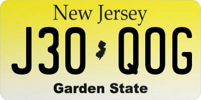 NJ license plate J30QOG