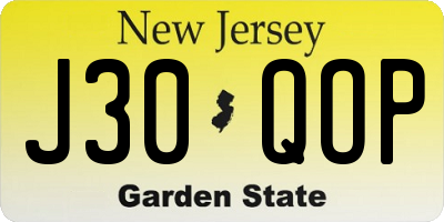 NJ license plate J30QOP