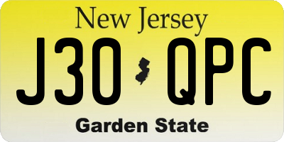 NJ license plate J30QPC
