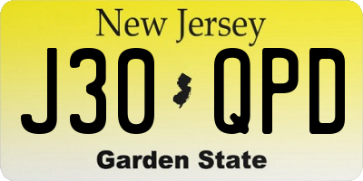 NJ license plate J30QPD
