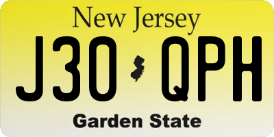 NJ license plate J30QPH
