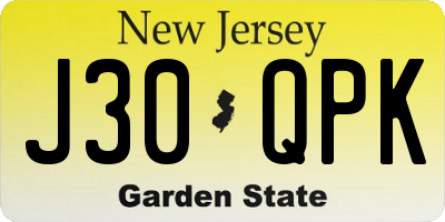 NJ license plate J30QPK