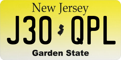 NJ license plate J30QPL