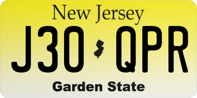 NJ license plate J30QPR