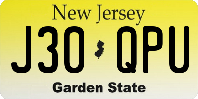 NJ license plate J30QPU