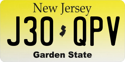 NJ license plate J30QPV