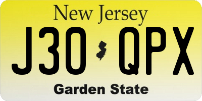 NJ license plate J30QPX